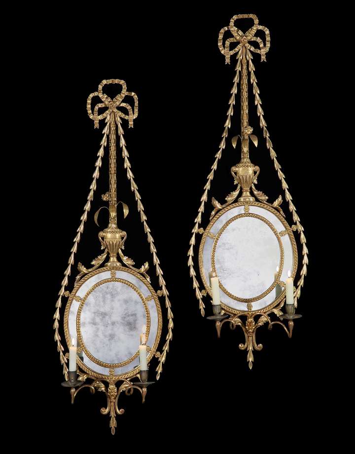 A PAIR OF GEORGE III GILTWOOD GIRANDOLES